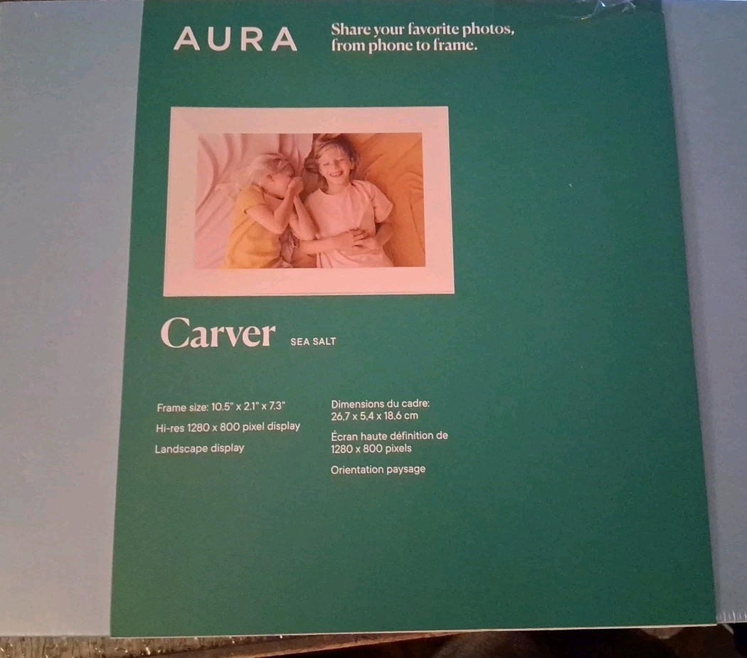 Aura Carver Sea Salt Digital Landscape Display AF900-WHT White Factory Sealed 