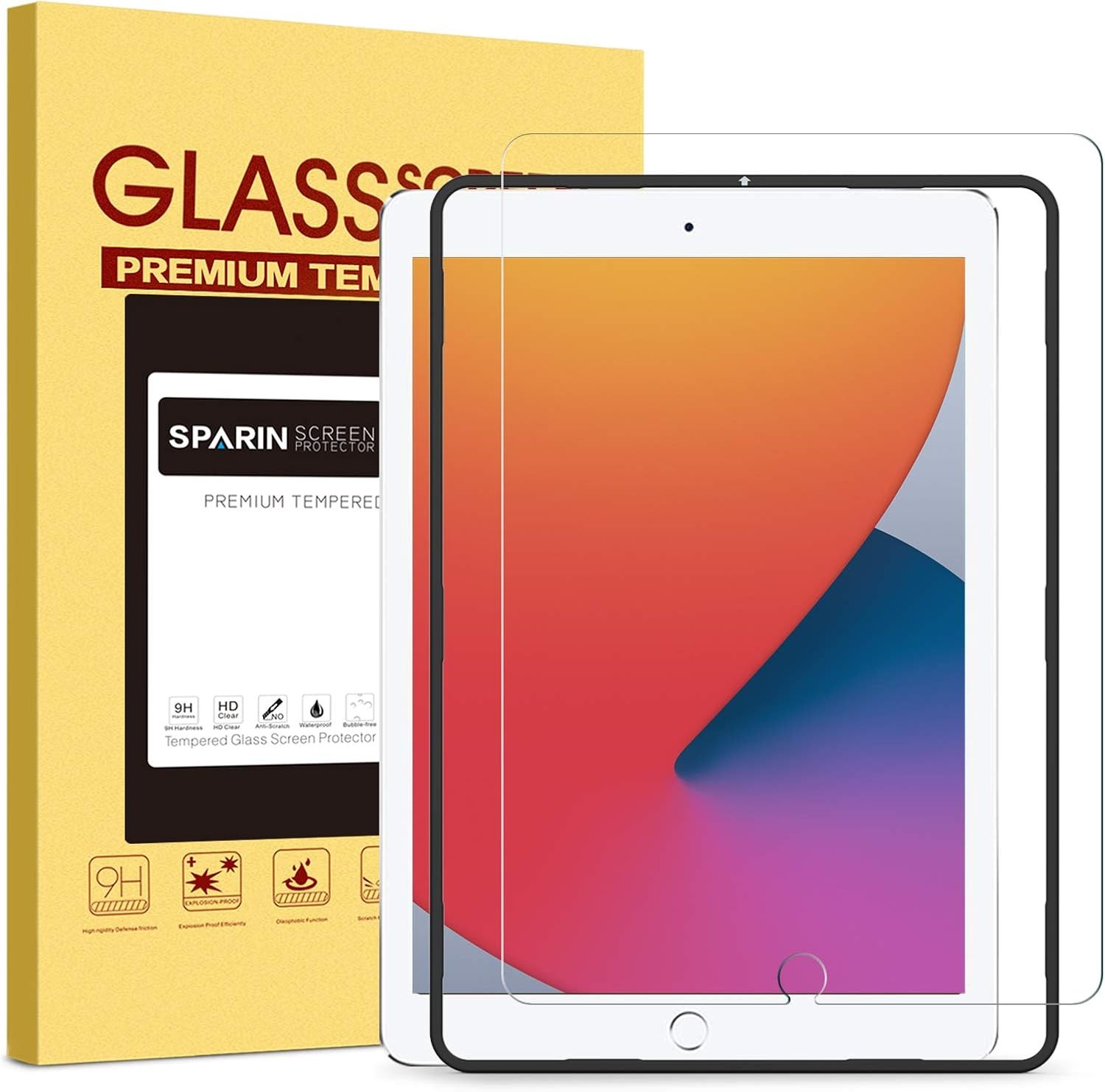 Tempered Glass Screen Protector for iPad 8th 7th Gen 10.2 Inch 9H Hardness