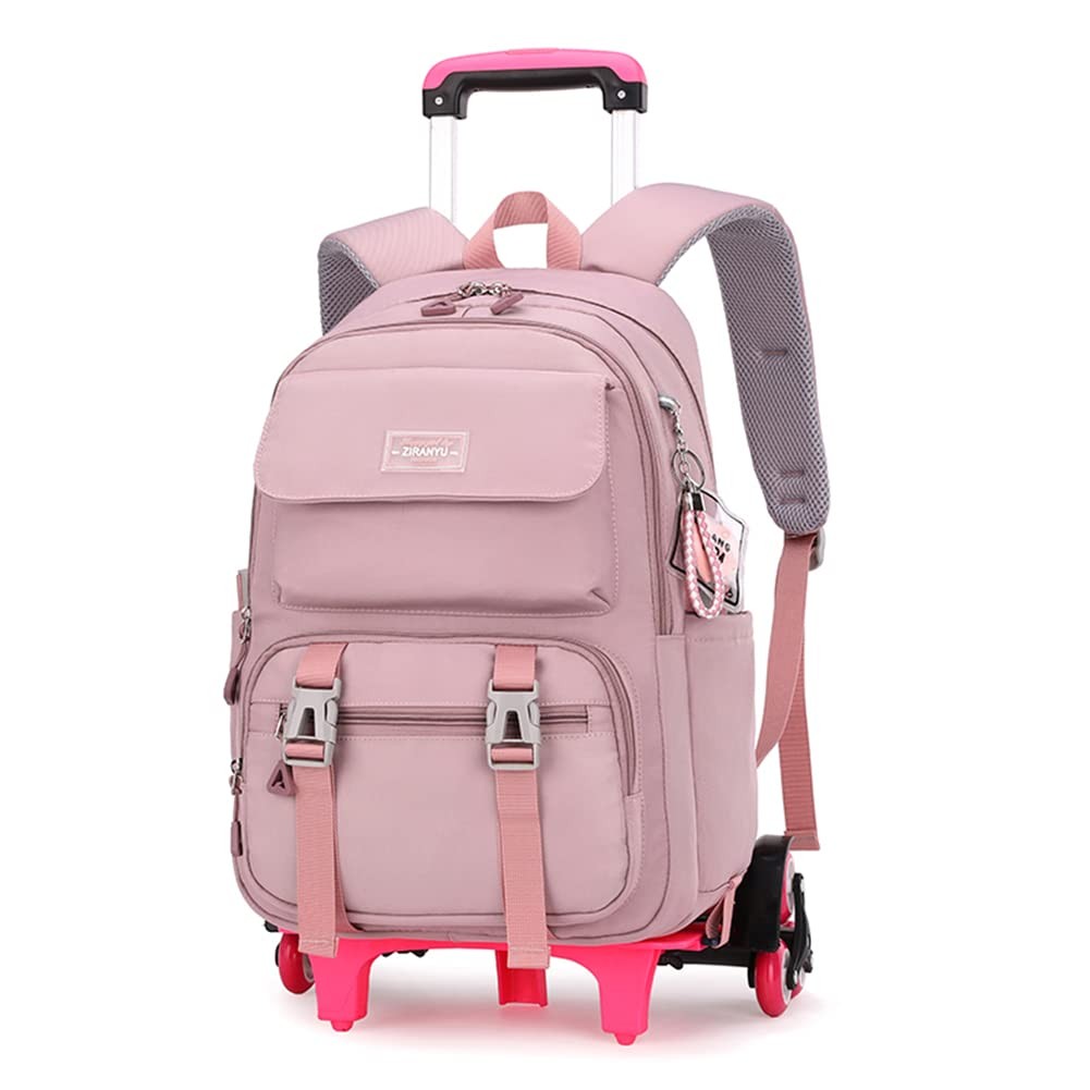 Rolling Backpack with Wheels Trolley Travel Bookbag for Girls Boys School Bag...
