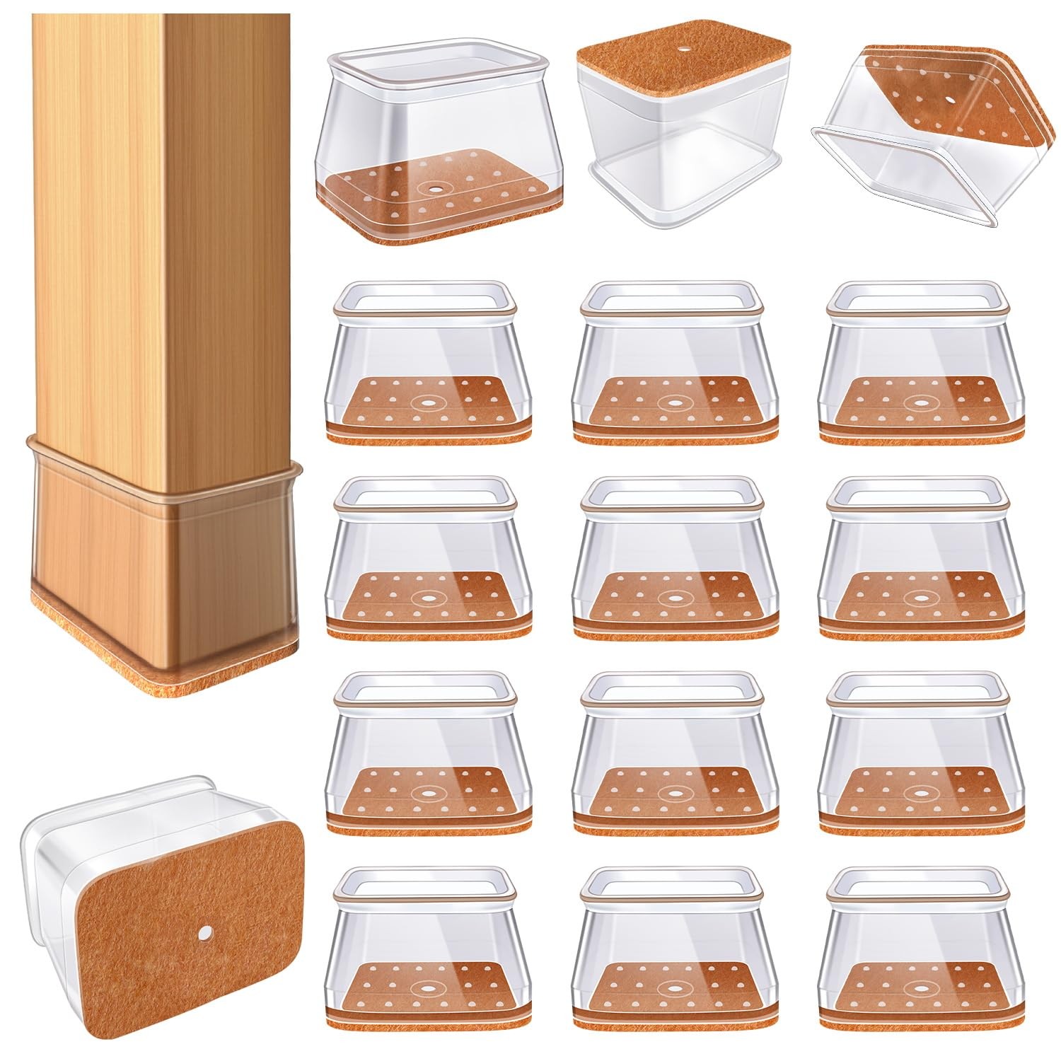 Chair Leg Floor Protectors 24 Pcs Rectangle S Silicone Wood Covers 1-1 Hardwood