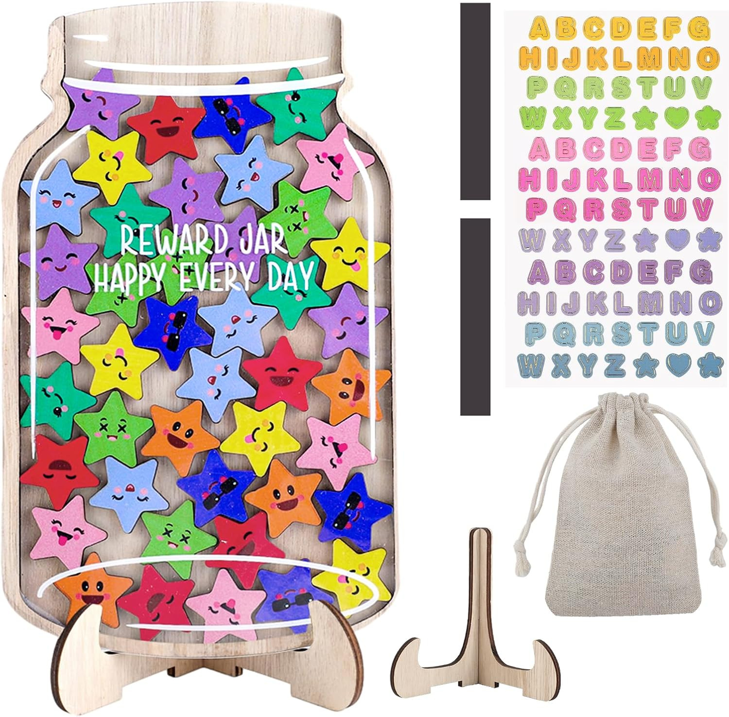 45Pcs Magnetic Reward Jar for Kids, Large 9.8" Star Jars Reward System, Magnetic