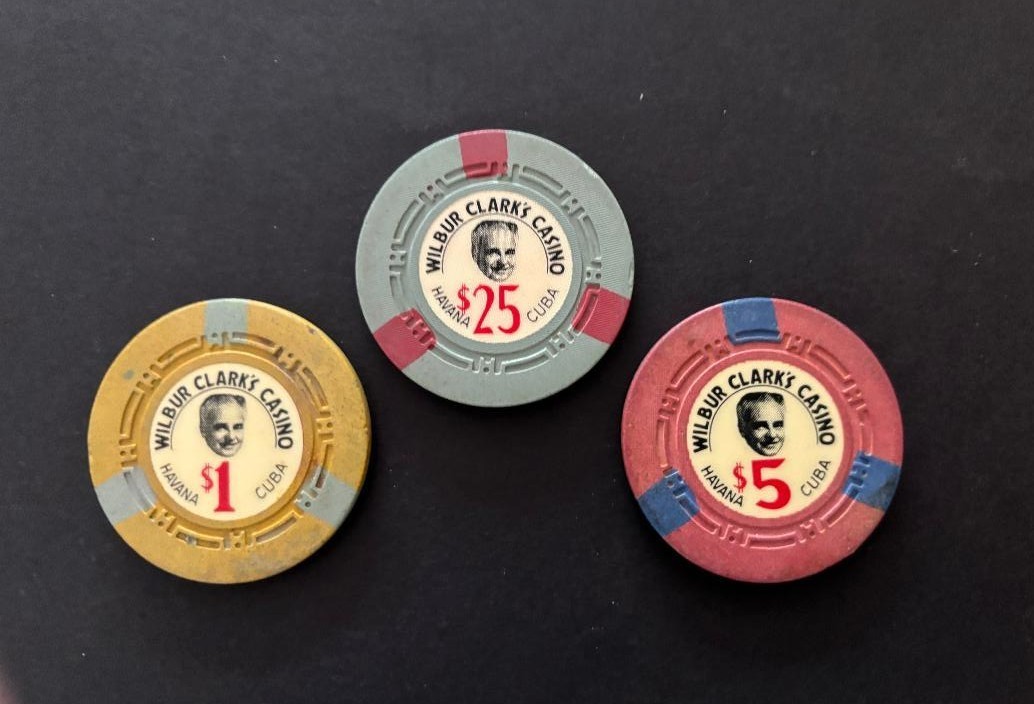RARE vintage Caribbean Wilbur Clark's casino chip set 1950's