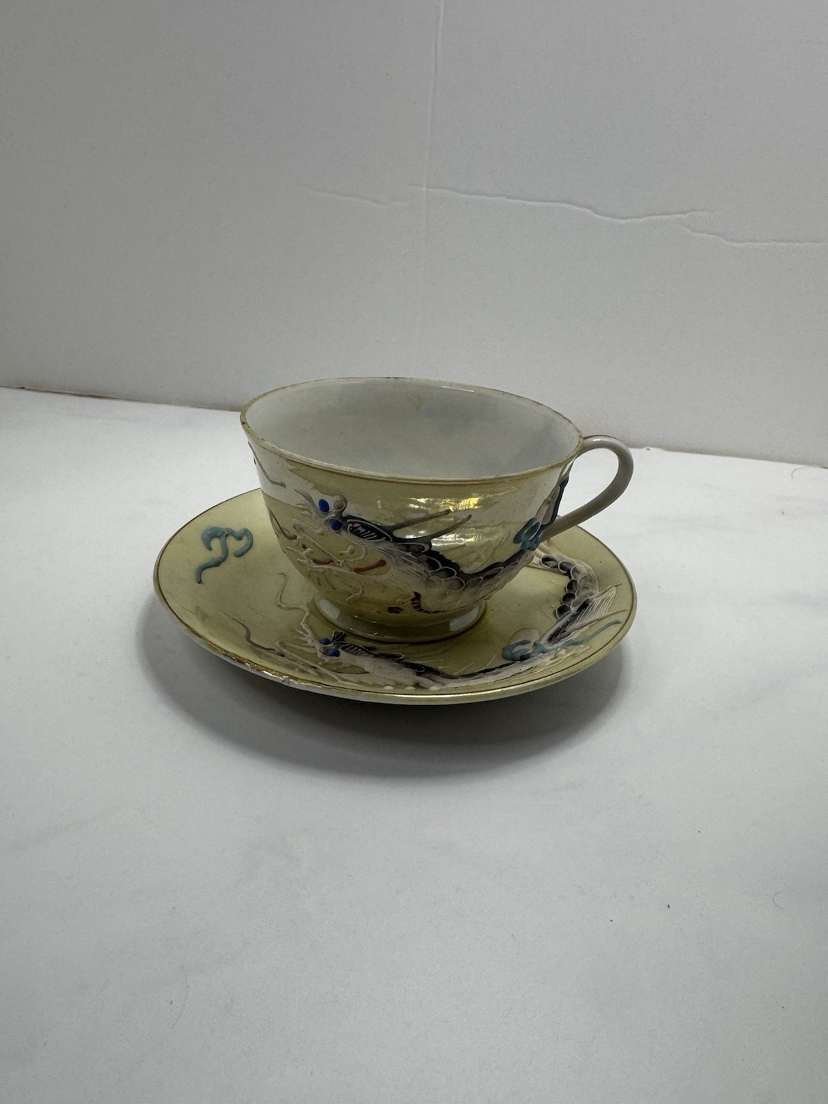 Vintage Japan Moriage Dragonware Demitasse Cup & Saucer Japanese