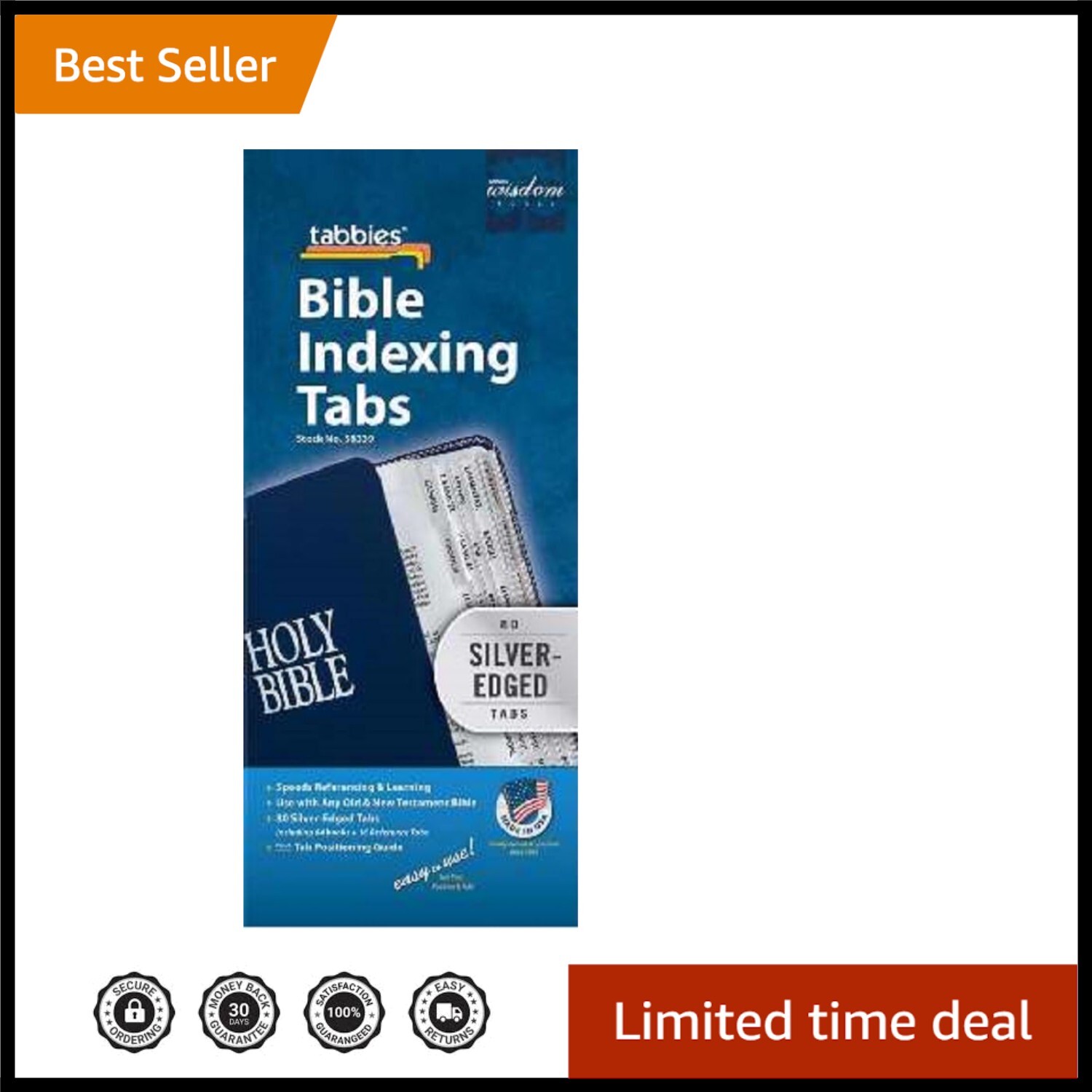 80 Durable Bible Indexing Tabs - Silver Edged for Clear Organization & Reference