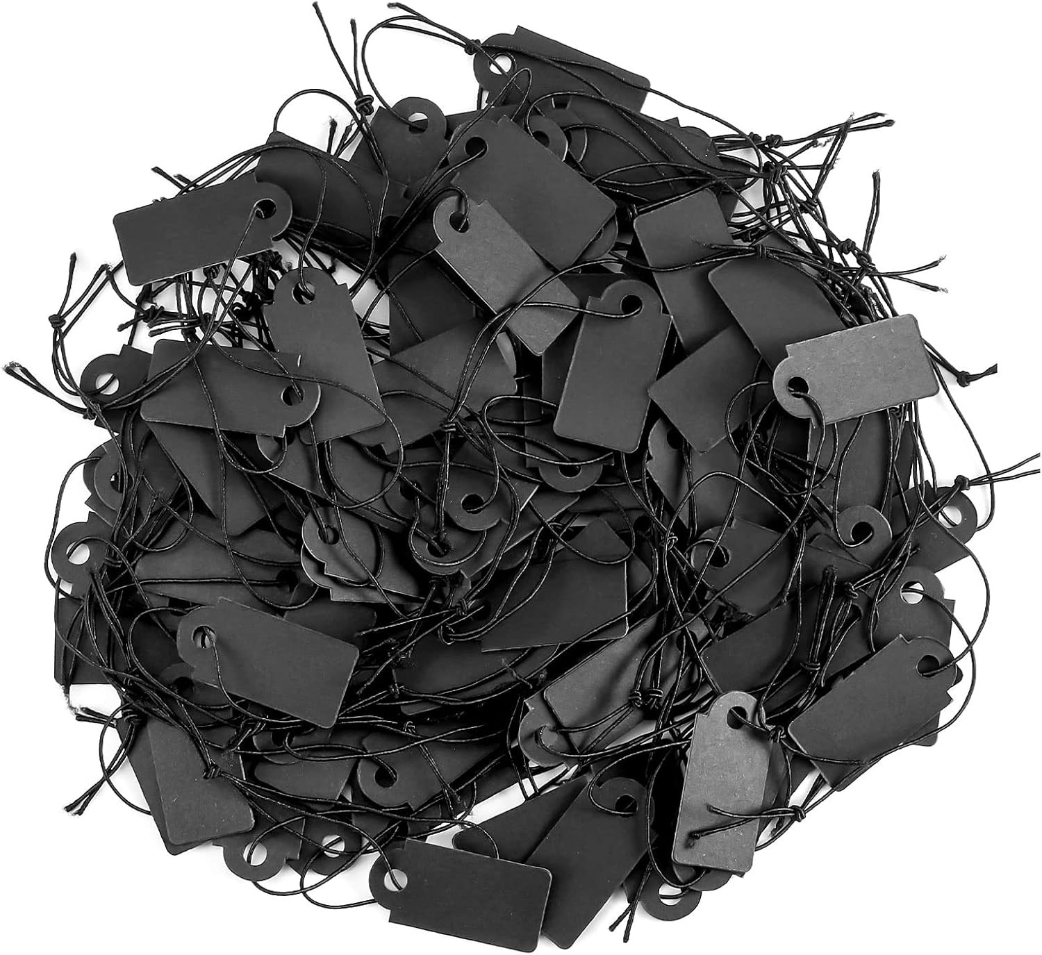 200 Pcs Black Price Tags, Gift Tags with Elastic String, Jewelry Price Tag Writa