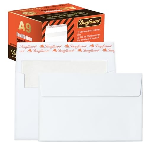 A9 Invitation Envelopes, 8.25 x 5.75 Inches, White, Self-Sealing, 250 Count 