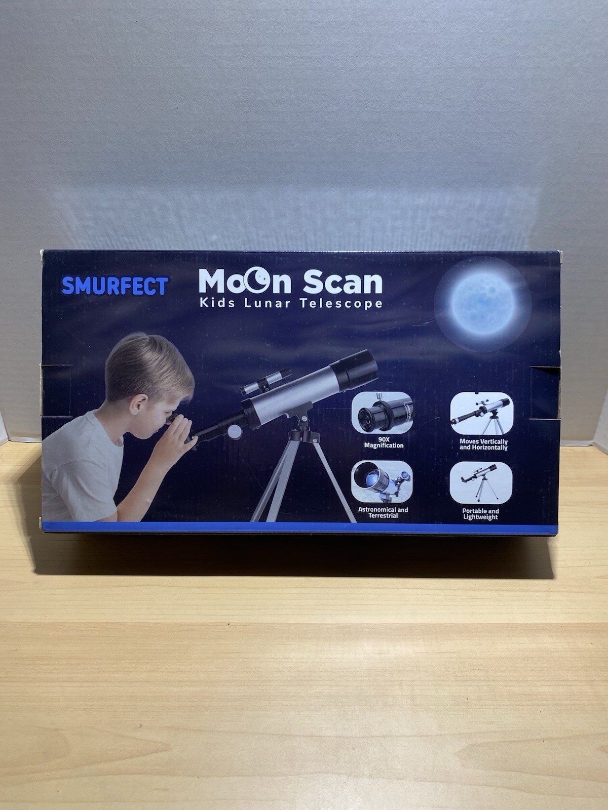 Moon Scan Kids Lunar Telescope • Portable Tripod 90x Magnification New In Box