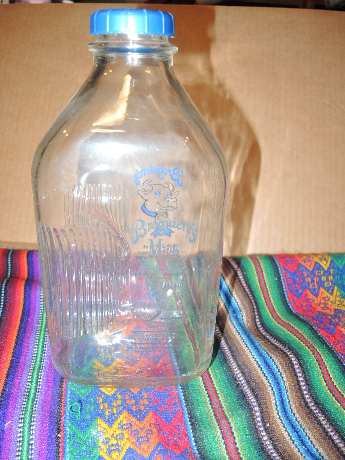 Vintage BROGUIERE’S Dairy 64 oz  Milk Bottle w/lid  Montebello CA