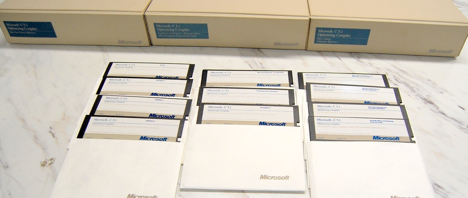 Microsoft C Optimizing Compiler vrs 5.1 Manuals & 5 1/4" Disks