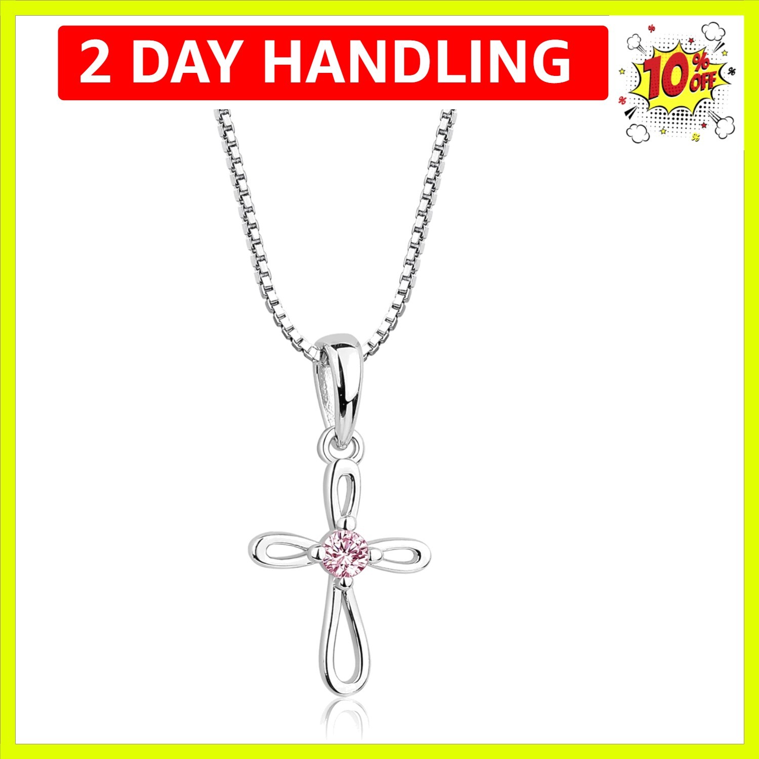 Girl's 925 Sterling Silver First Communion Infinity Cross Pendant Necklace wi...