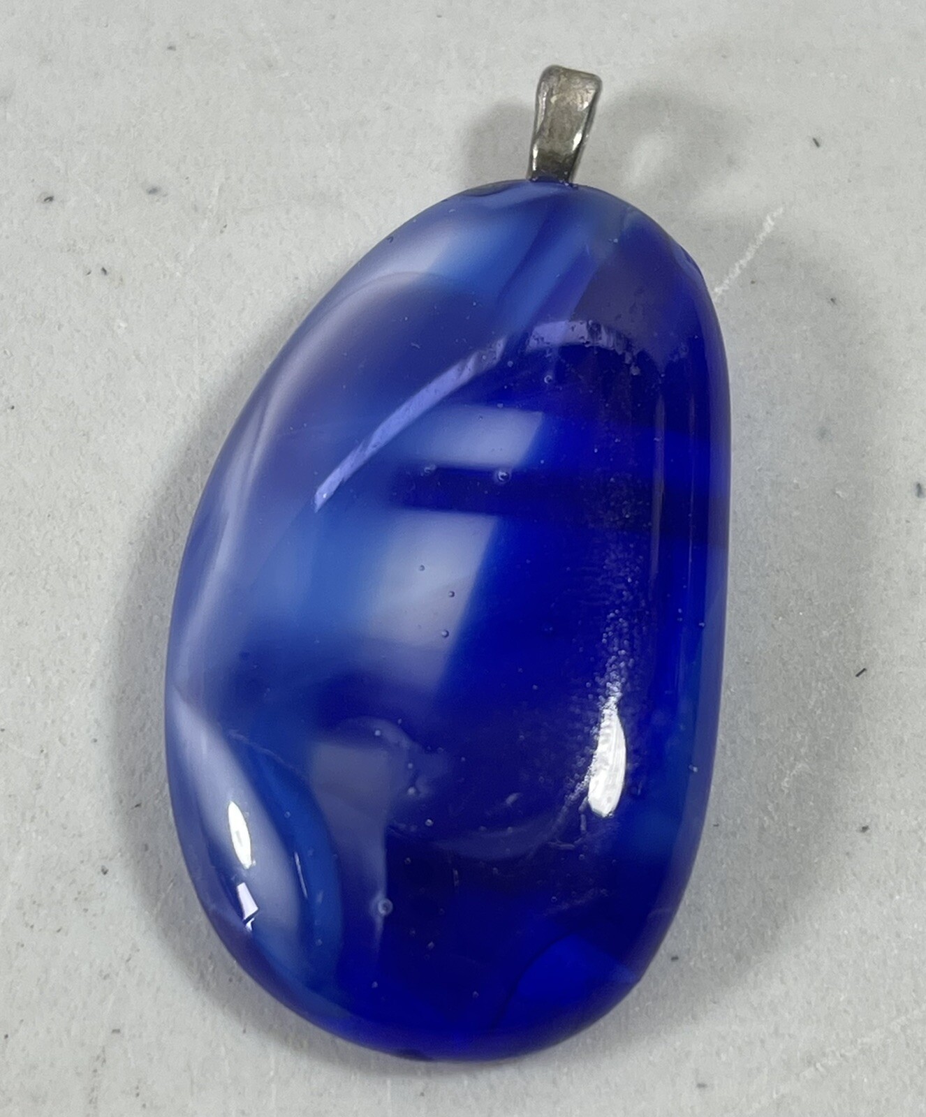 Fashion Fused Glass Pendant Blue Oval Jewelry Glass Art Deco Accessory
