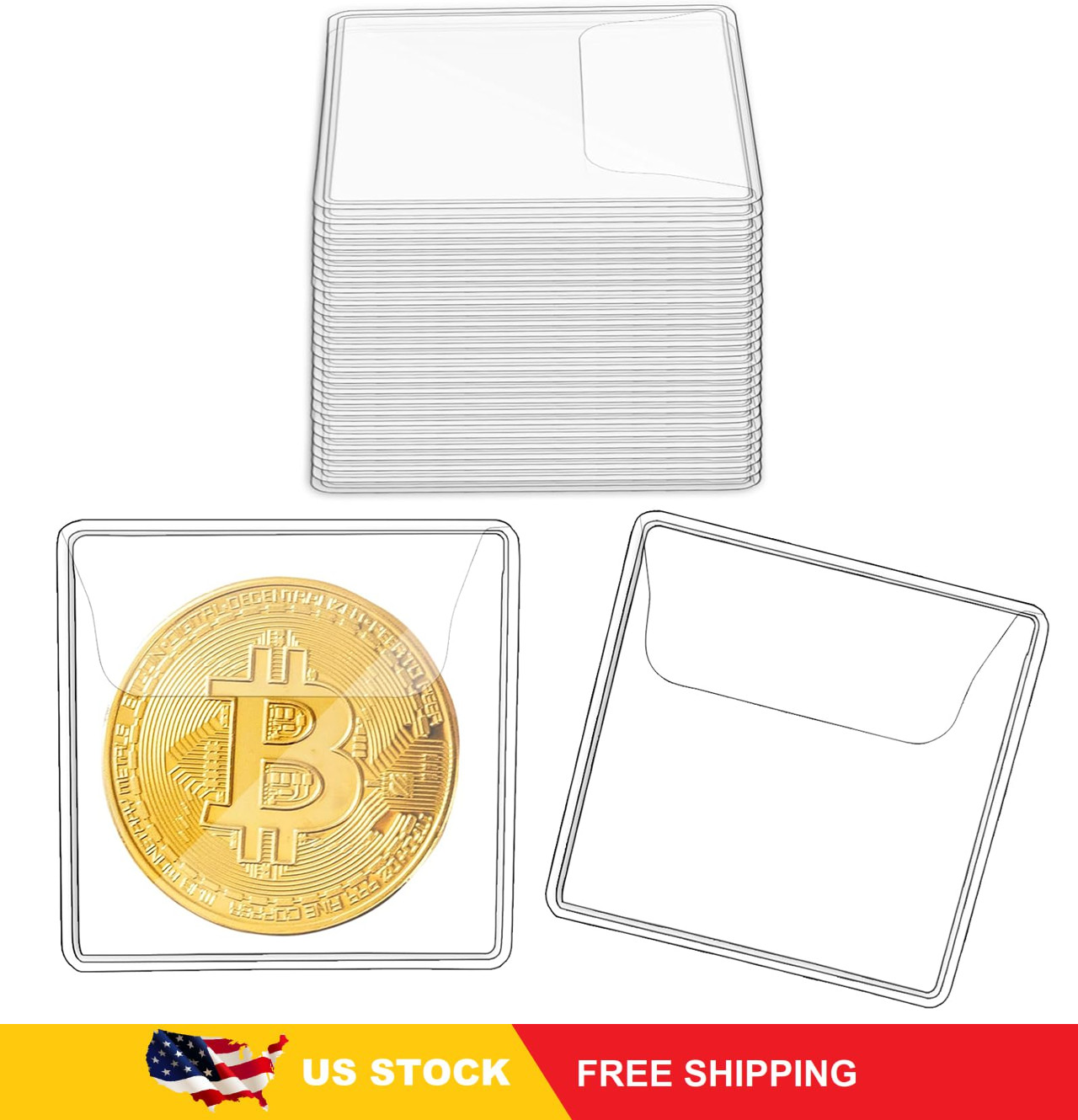 Ysglory 150Pcs Single Pocket Coin Flips Clear Coin Collector ( 2.2 x 2.2 Inch )