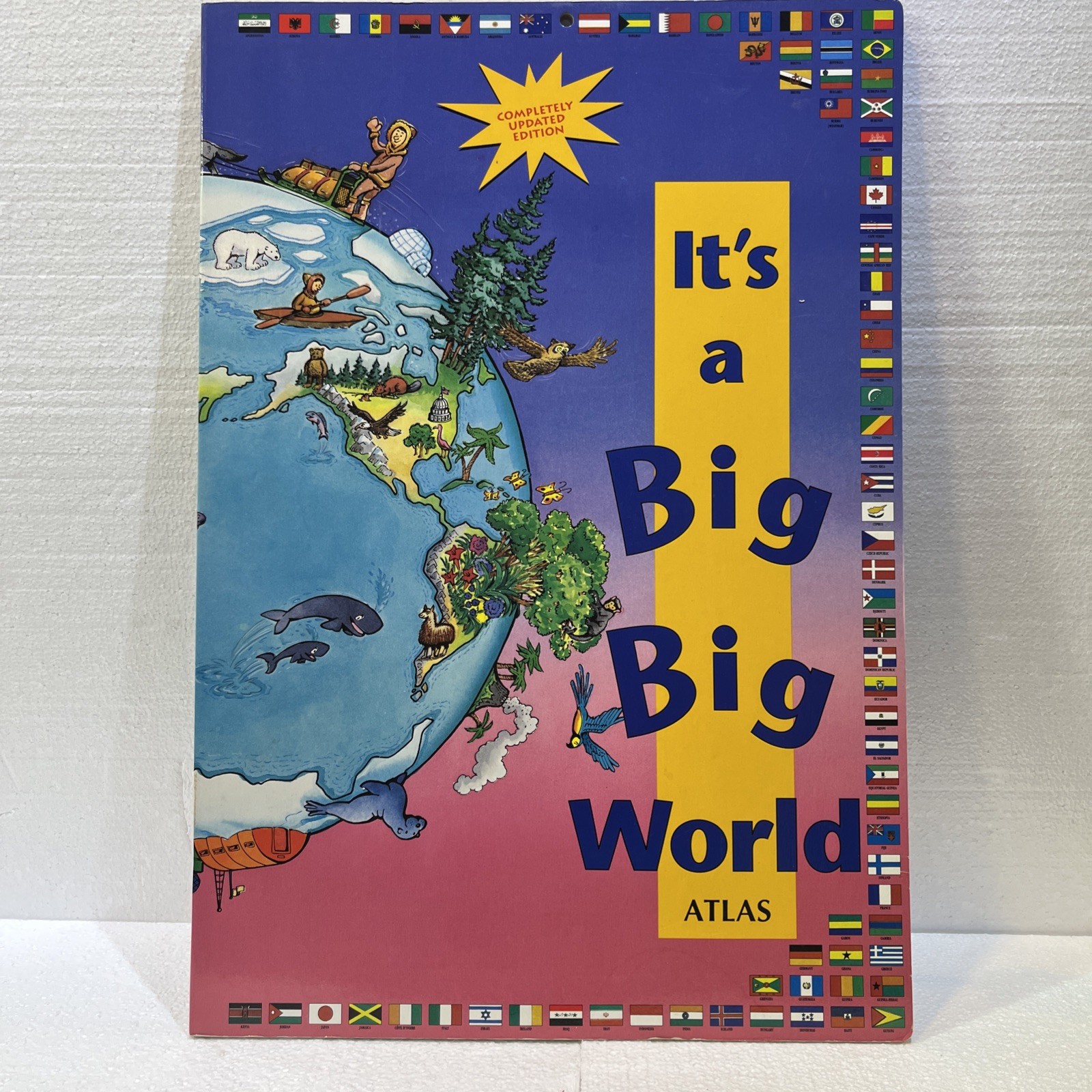 It's a Big Big World 1994 Giant Atlas Board Book Jumbo Hardcover Vintage Maps
