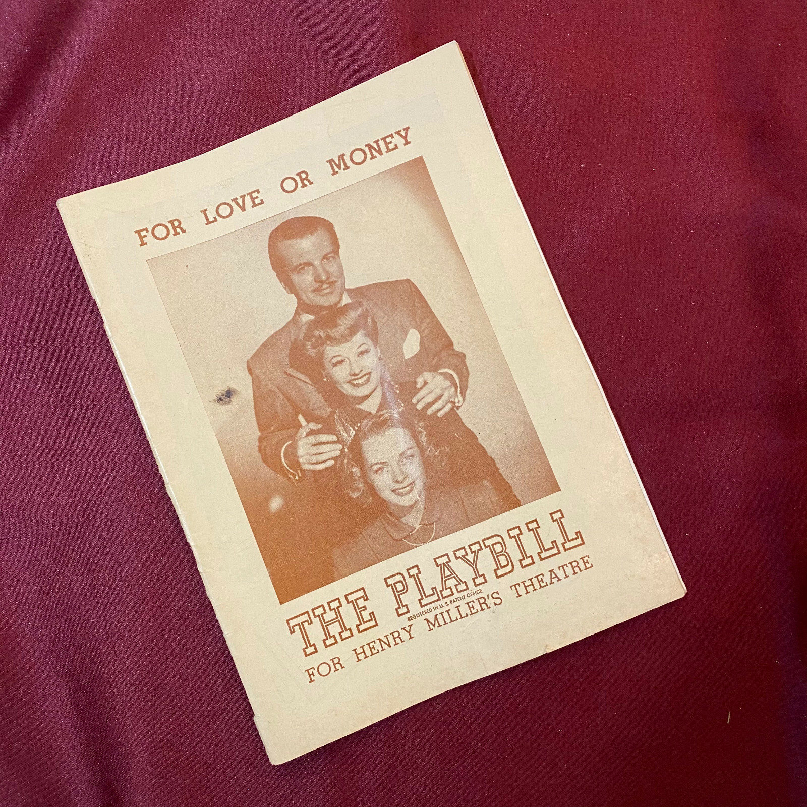 For Love Or Money Henry Miller's Theatre Playbill 1948 June Lockhart  of Lassie