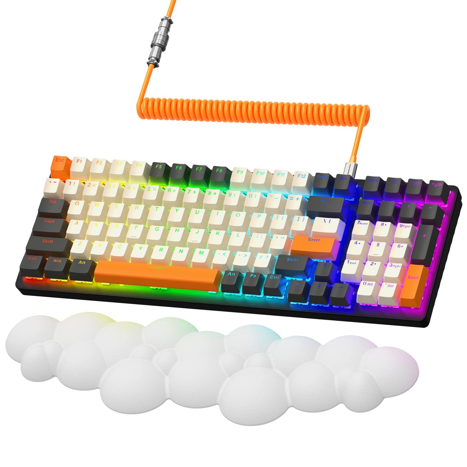 Compact RGB Backlit Wireless Bluetooth USB Gaming Mechanical Keyboard 100 Keys