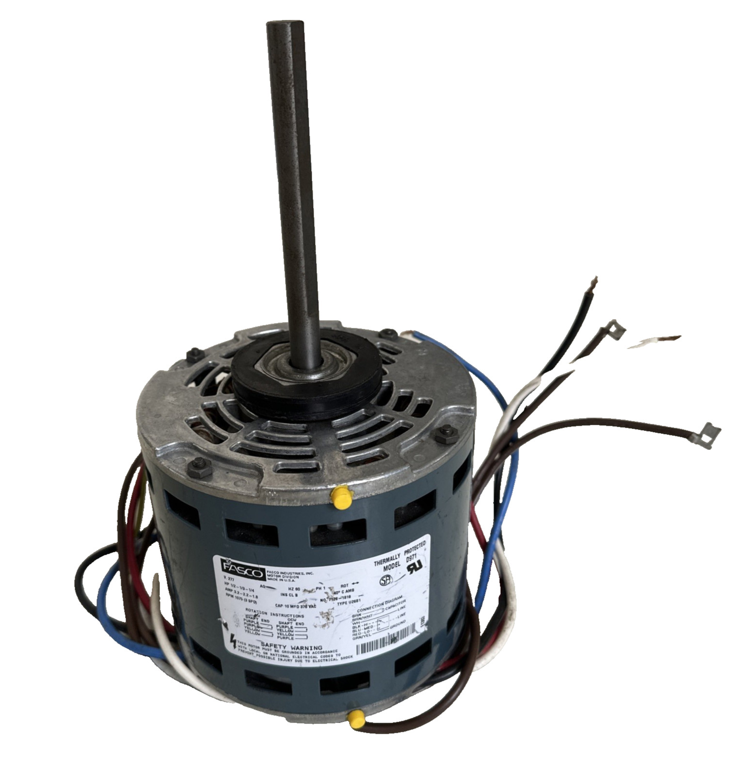 New FASCO D971 MOTOR 1/2HP 1/3HP 1/4HP 1075 RPM 3-SPEED 1PH 60HZ Ships Free