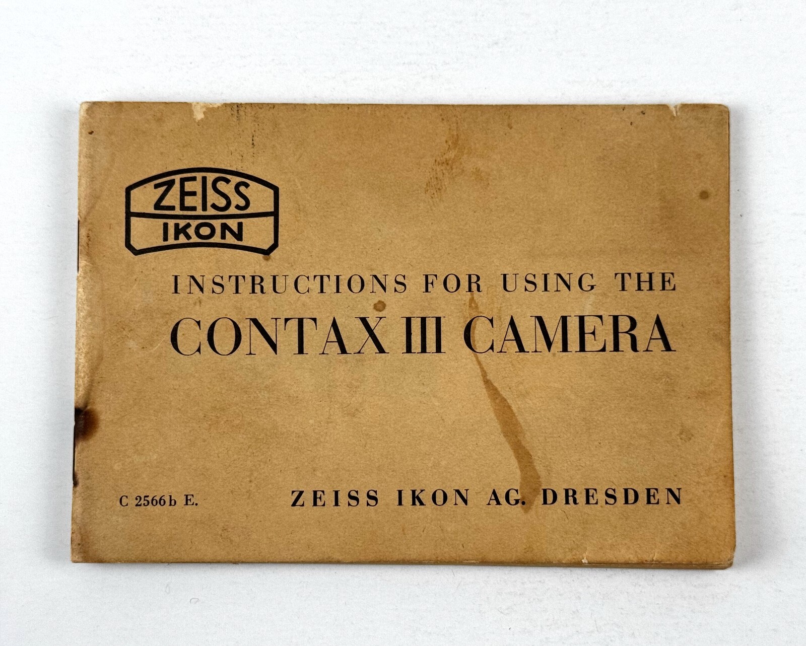 Zeiss Ikon CONTAX III Camera INSTRUCTION MANUAL USERS GUIDE BOOK