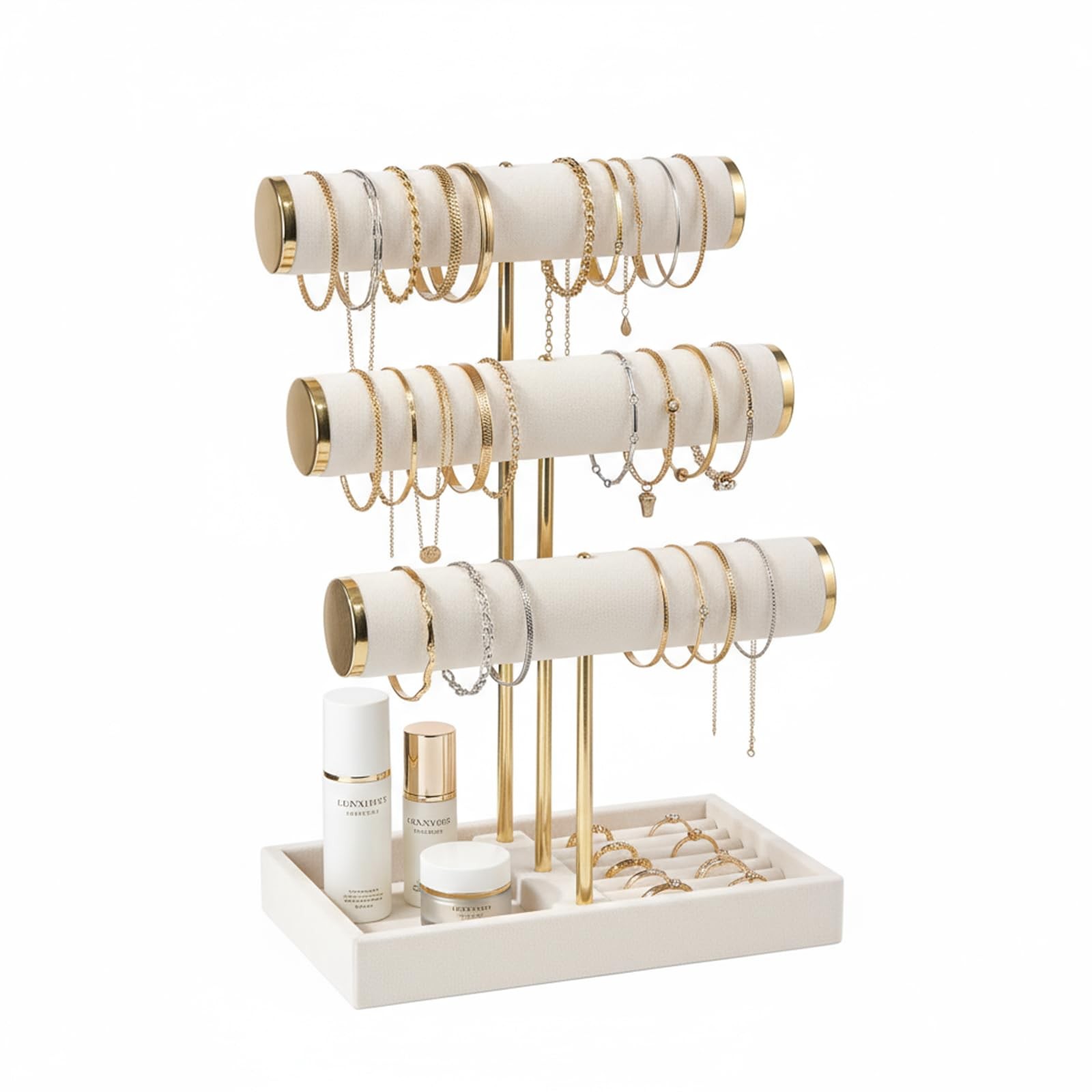 3 Tier Bracelet Necklace Holder,Jewelry Displays for Vendors,T Bar Velvet Jew...