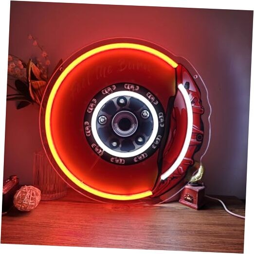 Brake Disc Neon Sign,LED Garage Wall Decor Light for Car Lovers and Racing 