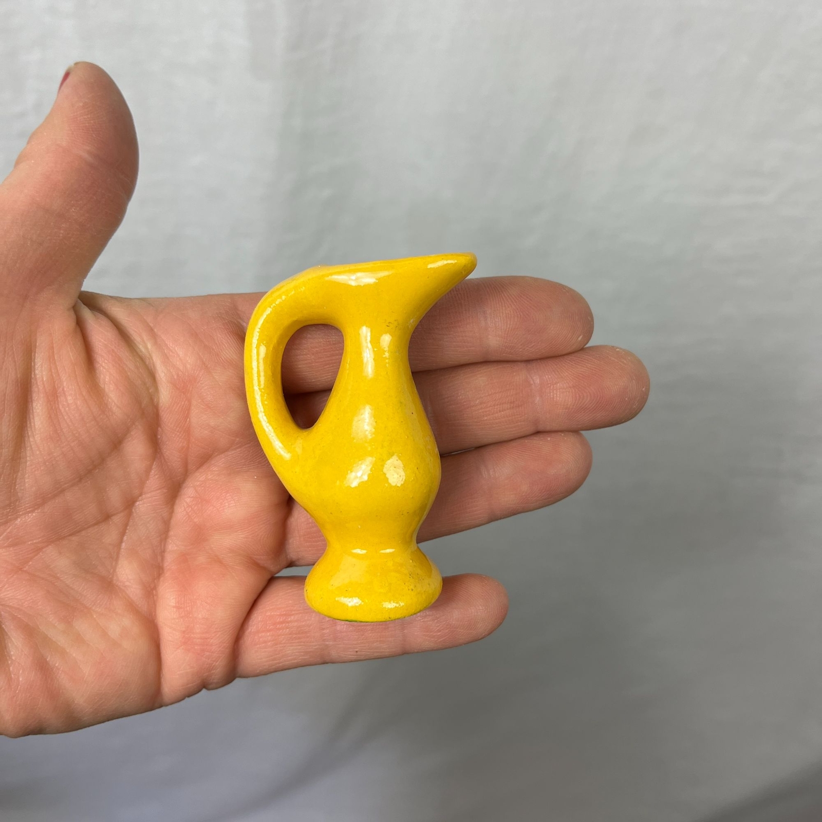 Vintage Miniature Ceramic Pitcher 2.5" Doll House Cottage French Countryside