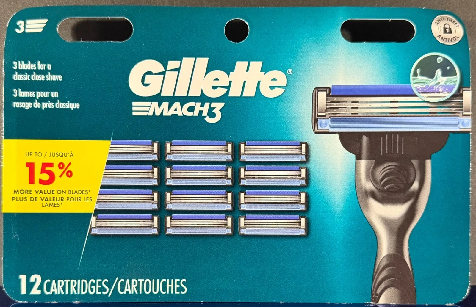 Gillette Mach3 Men's Razor Blade Refills 12-Cartridges - New Sealed
