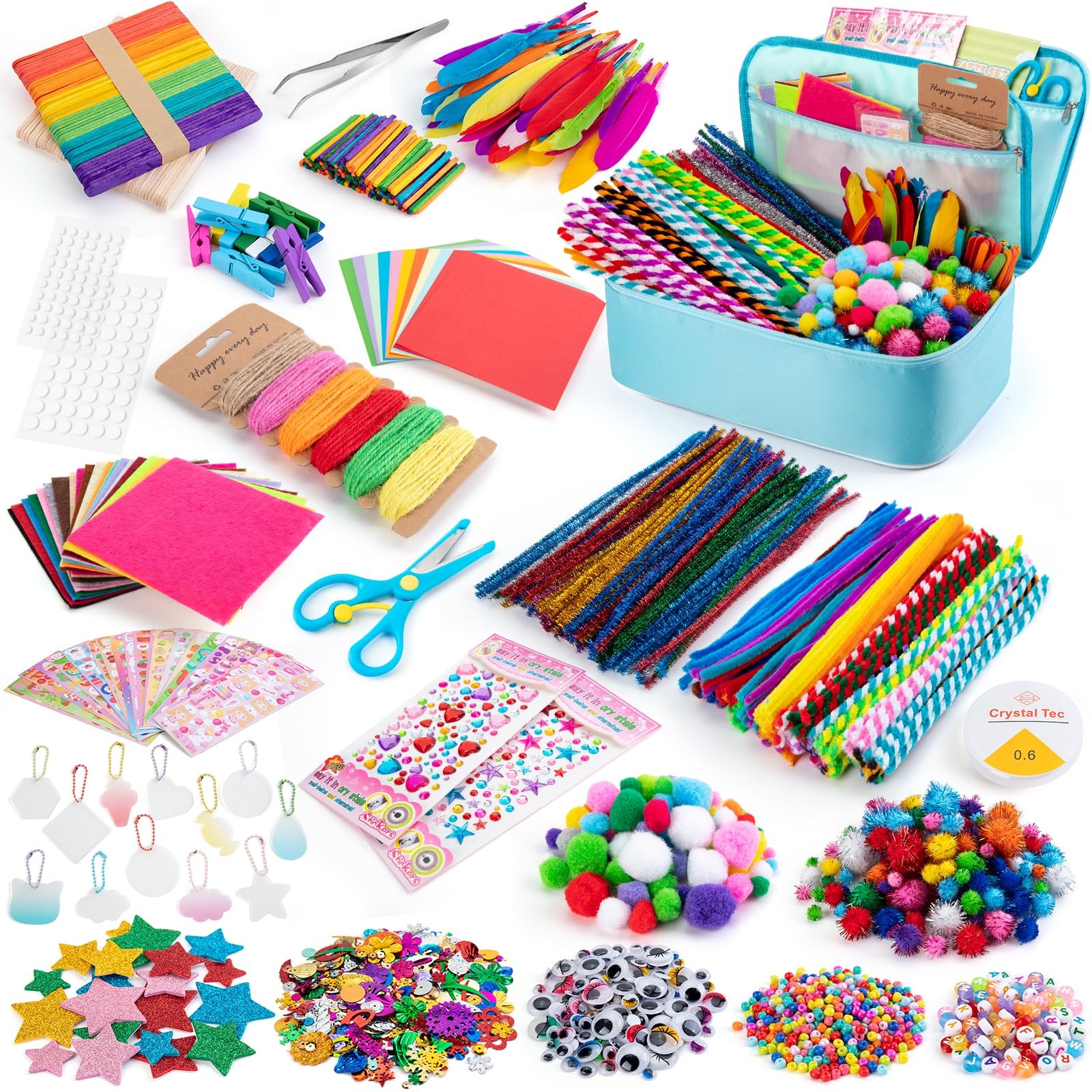 Arts and Crafts Supplies for Kids, 2000+Pcs DIY Craft Kits, Ages 6-10, Educat...