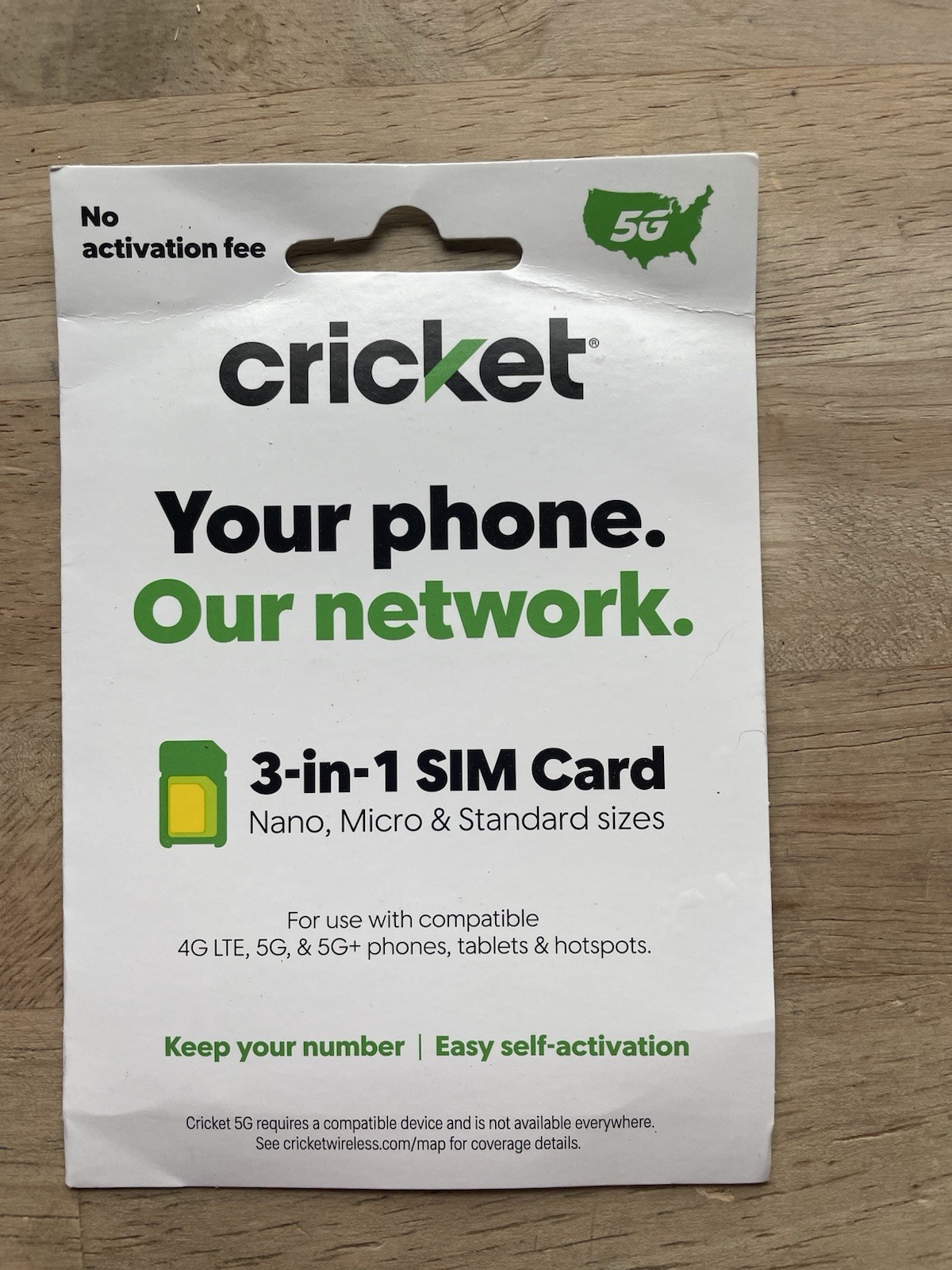 Cricket Wireless BYOD SIM Card Kit 5G, 5G+, 4G, LTE 