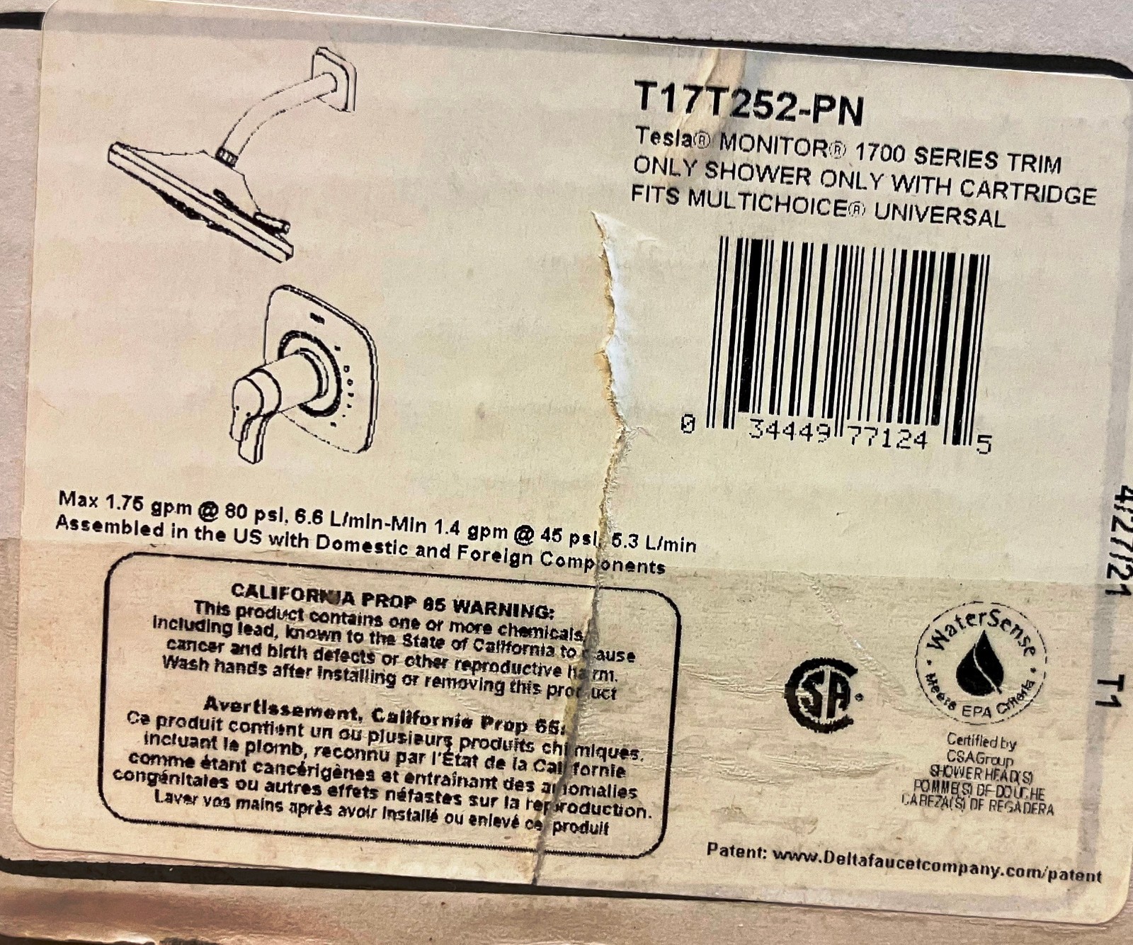 Delta T17T252PN Tesla Tempassure 17T Dual Function Thermostatic Shower, Polished