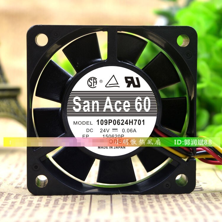 1 pcs 109P0624H701 24V 0.06A 60*60*15 3-wire equipment cooling fan *nu