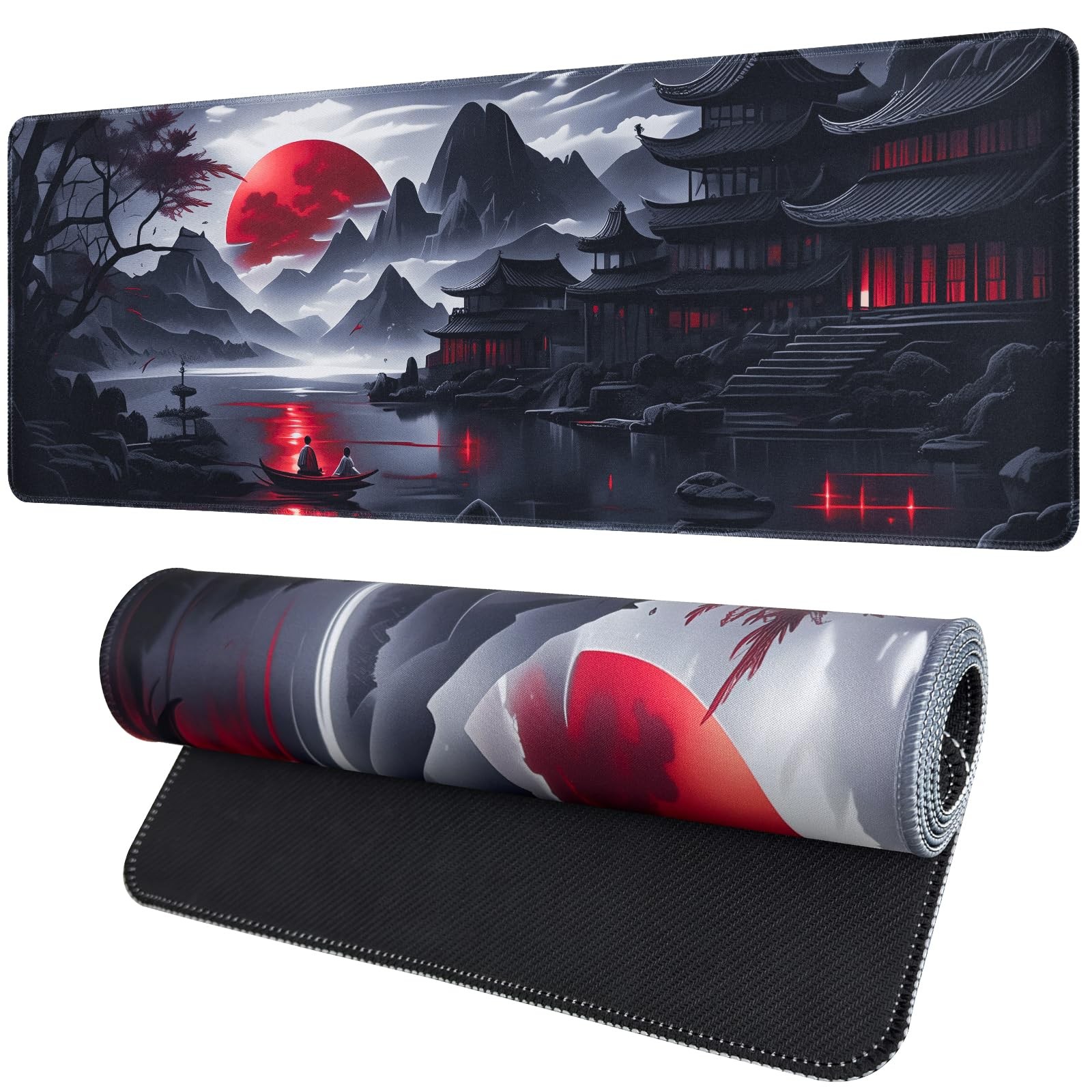 Vanzard Large Gaming Mouse Pad, Anime Black 31.5L x 11.8W inches, RedMoon 
