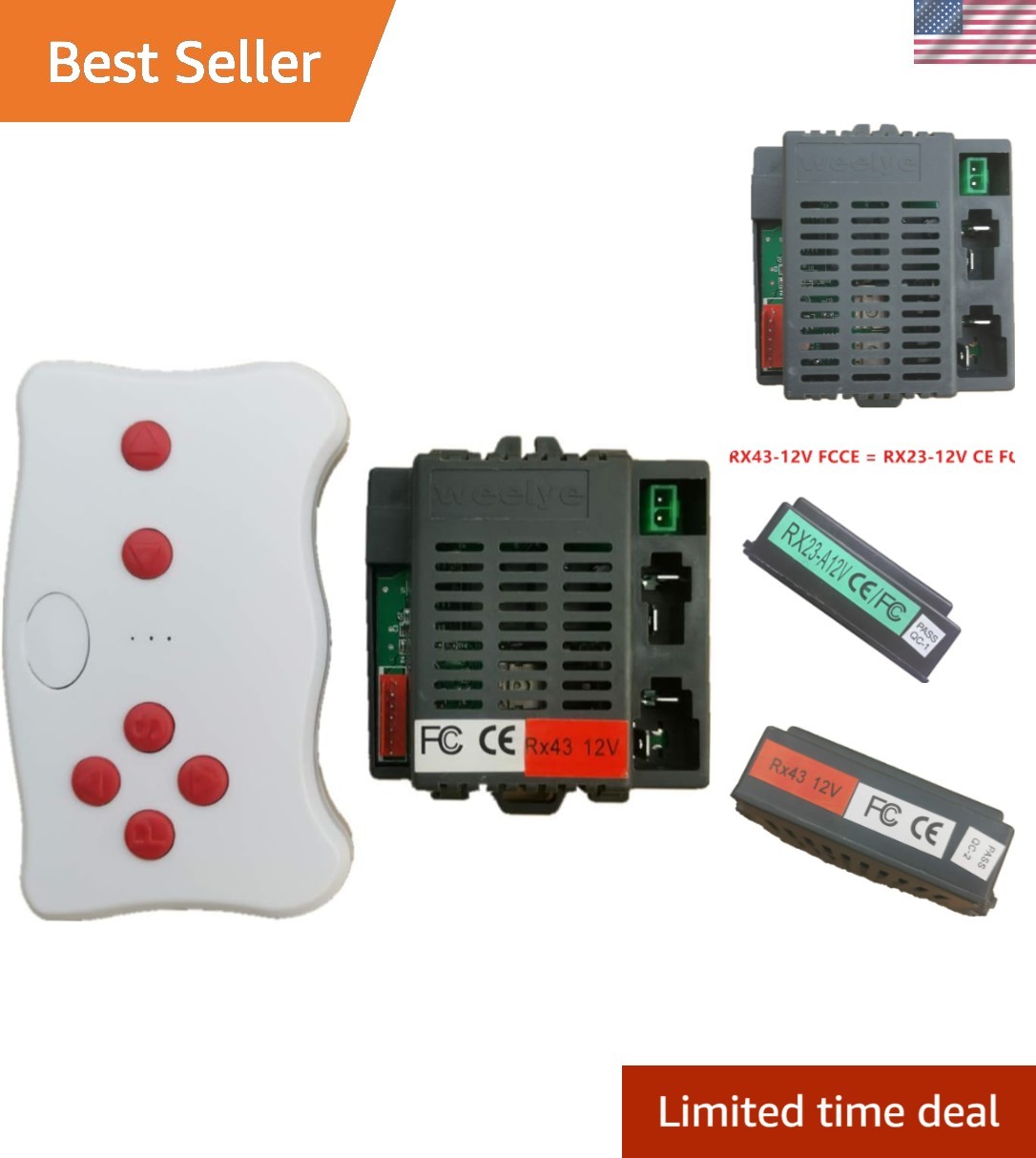Replacement Control Box and Bluetooth Remote for RX23 RX43 Kids Ride-On Cars