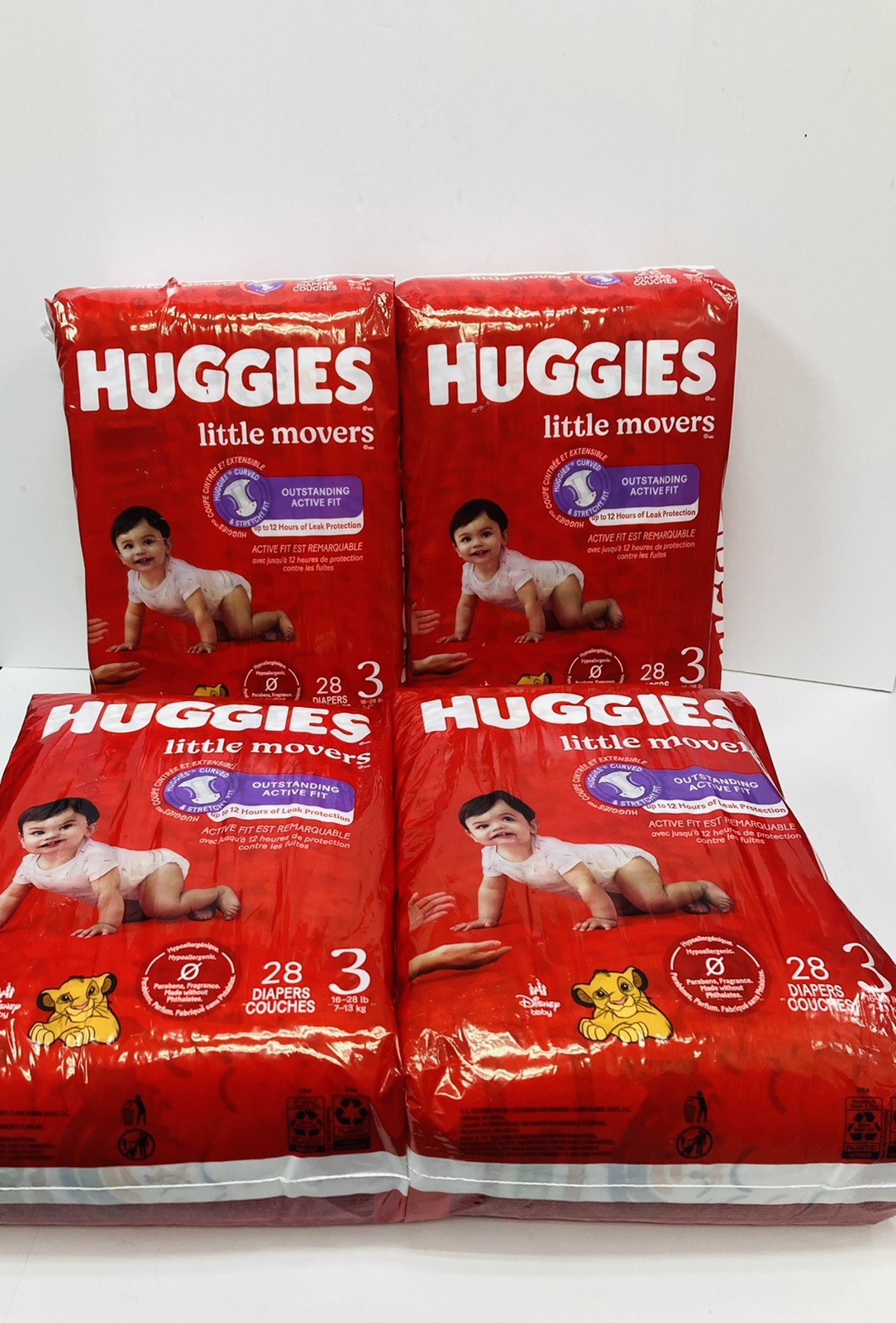 Huggies  Little Movers size 3, 16-28 LBS.  28ct X 4