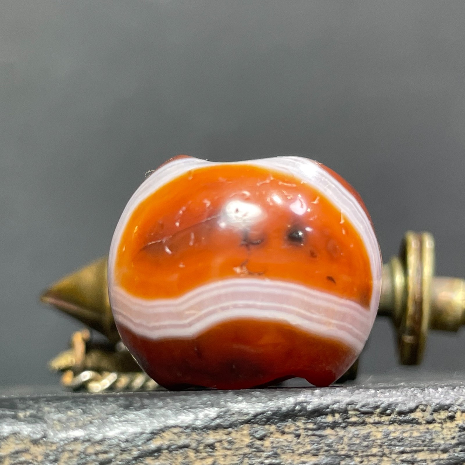 Natural Banded Old Agate DZI Beads Eye Ball Bead Amulet Pendant 20mm #4422