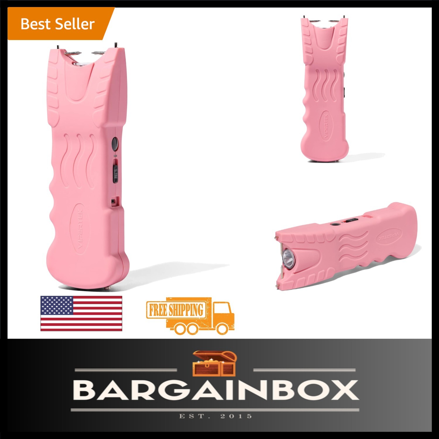 Reliable Stun Gun with Safety Pin and Flashlight - Compact Personal Defense
