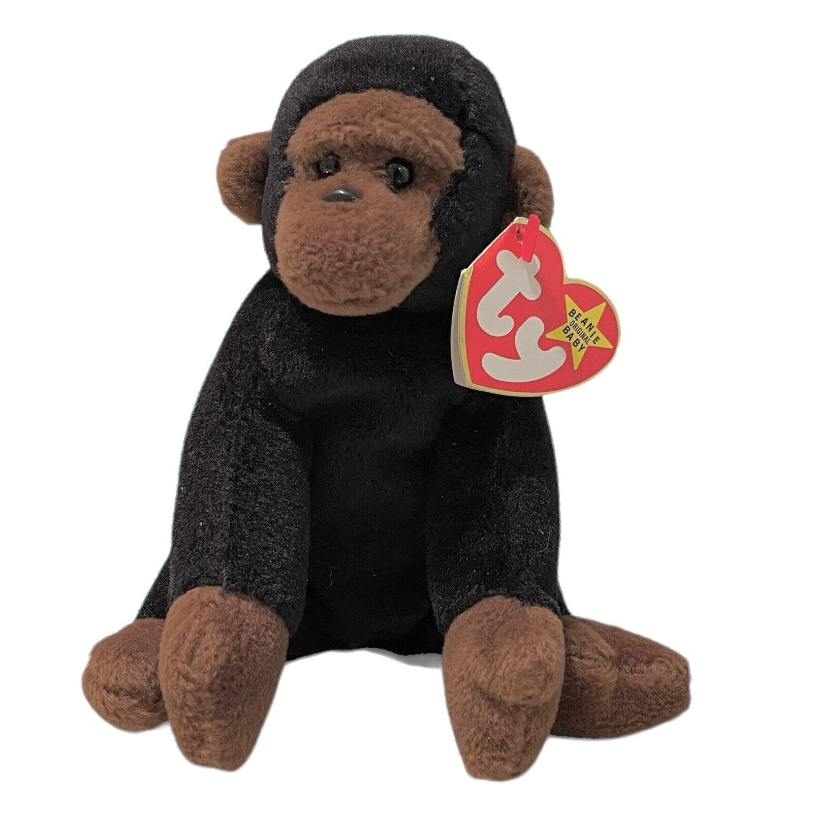 Ty Beanie Babies Congo the Gorilla Retired Birth 11/9/96 PVC Pellets Tag Cover