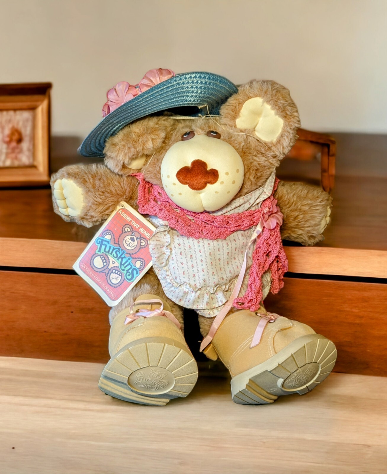 FURSKINS 1985 Hattie Pie Contest 22" Plush Pink Blue Hat Plush Doll Toy Decor