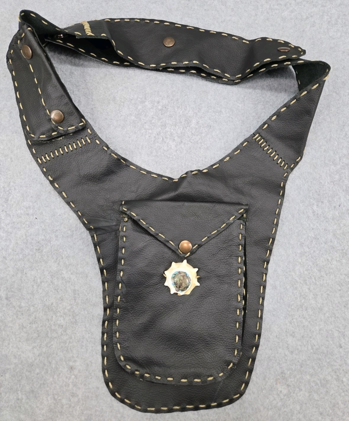 Handmade Belt Bag Leather Hip Renaissance Waist Pack 30-40" Mexico Ideal Broches