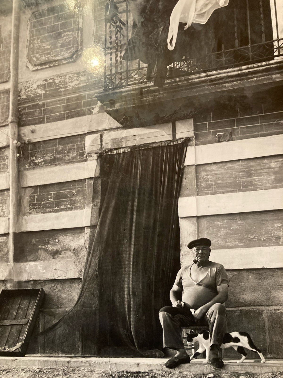 Large Vintage Photo Louis Renoult Portrait Man Photography 1970 Cat 20th Century