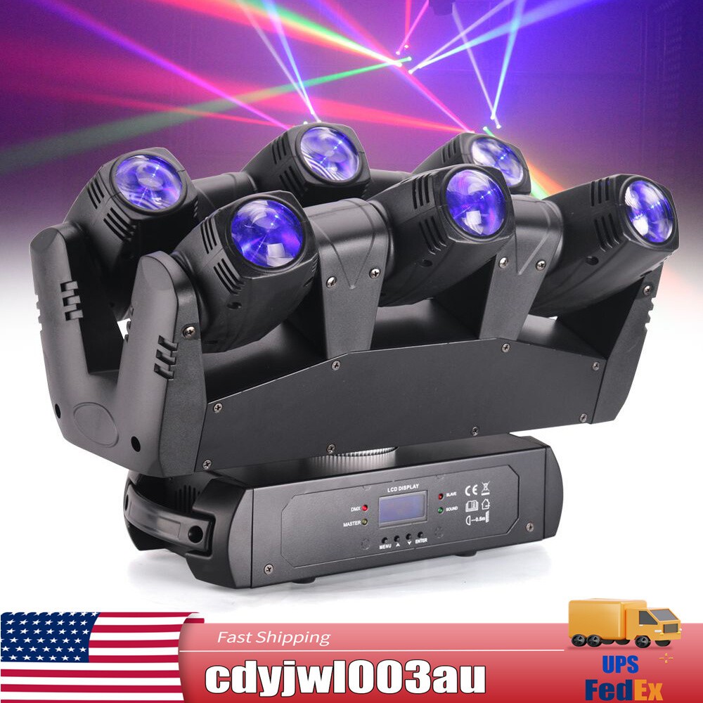 6 Head LED RGB Moving Head Stage Lighting Beam Laser Bar Disco Party DJ Light