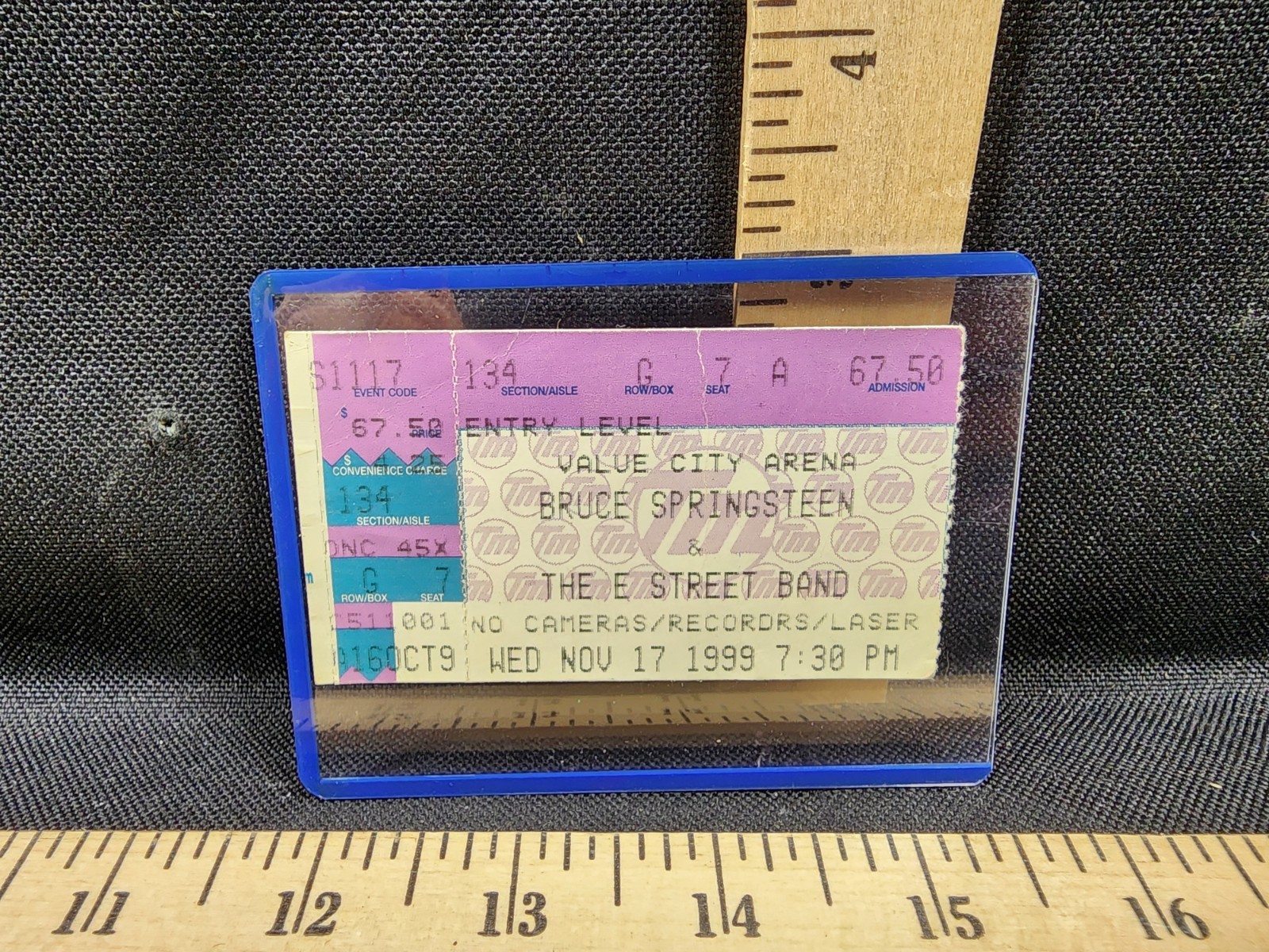 Vintage Concert Ticket Stub Bruce Springsteen 11/17/99 Value City Arena OH Used