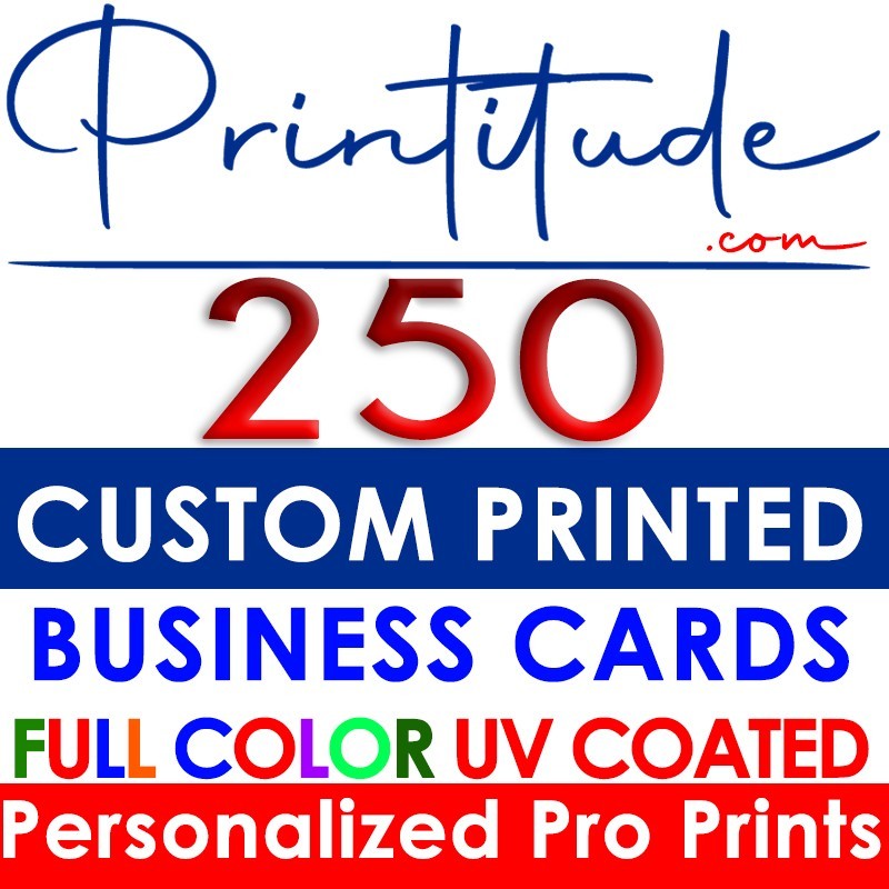 250 FULL COLOR BUSINESS CARDS W/ CUSTOM ARTWORK DOUBLE SIDED 16pt GLOSS Coated