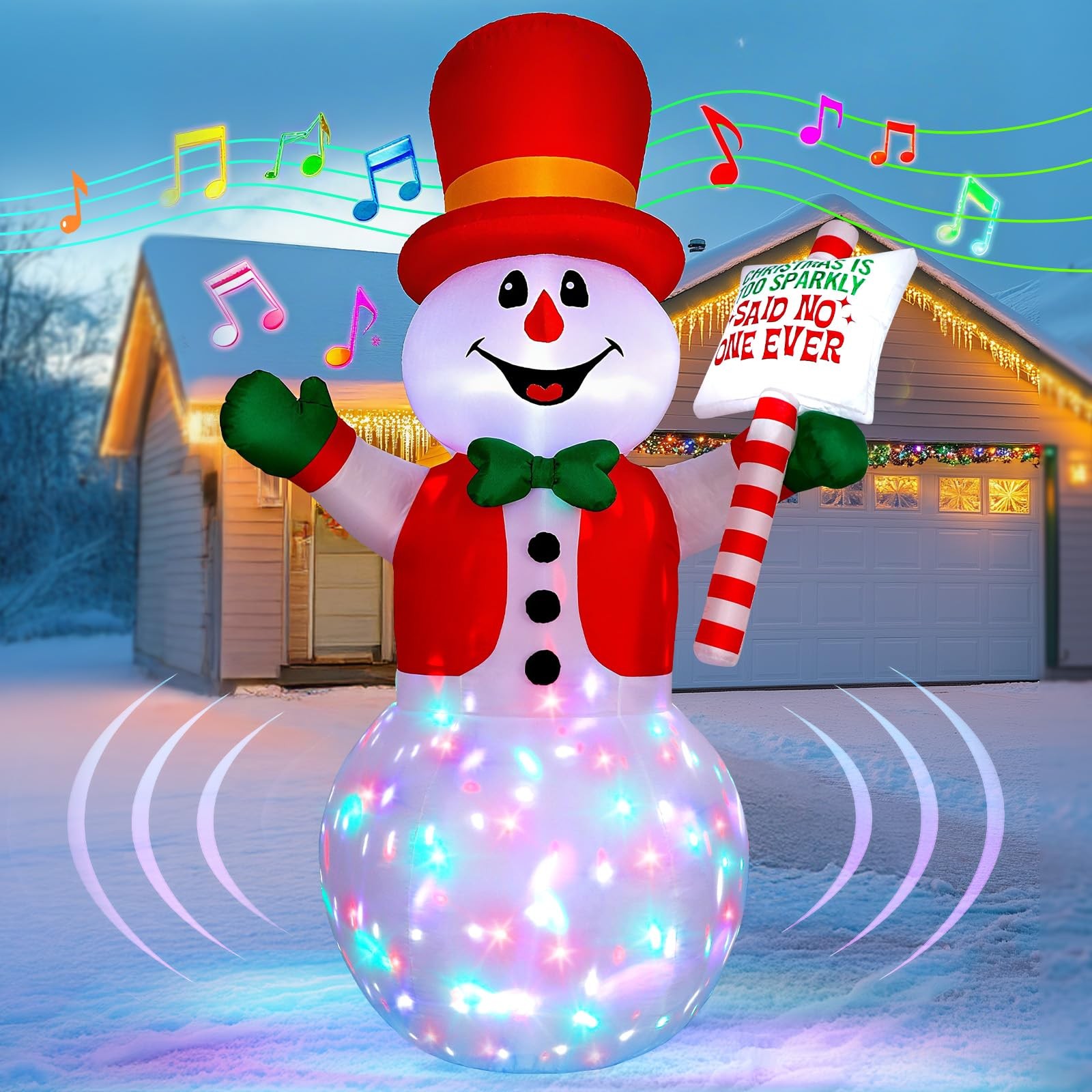 6 FT Christmas Inflatable Snowman with MotionActivated Christmas Greeting Mus...