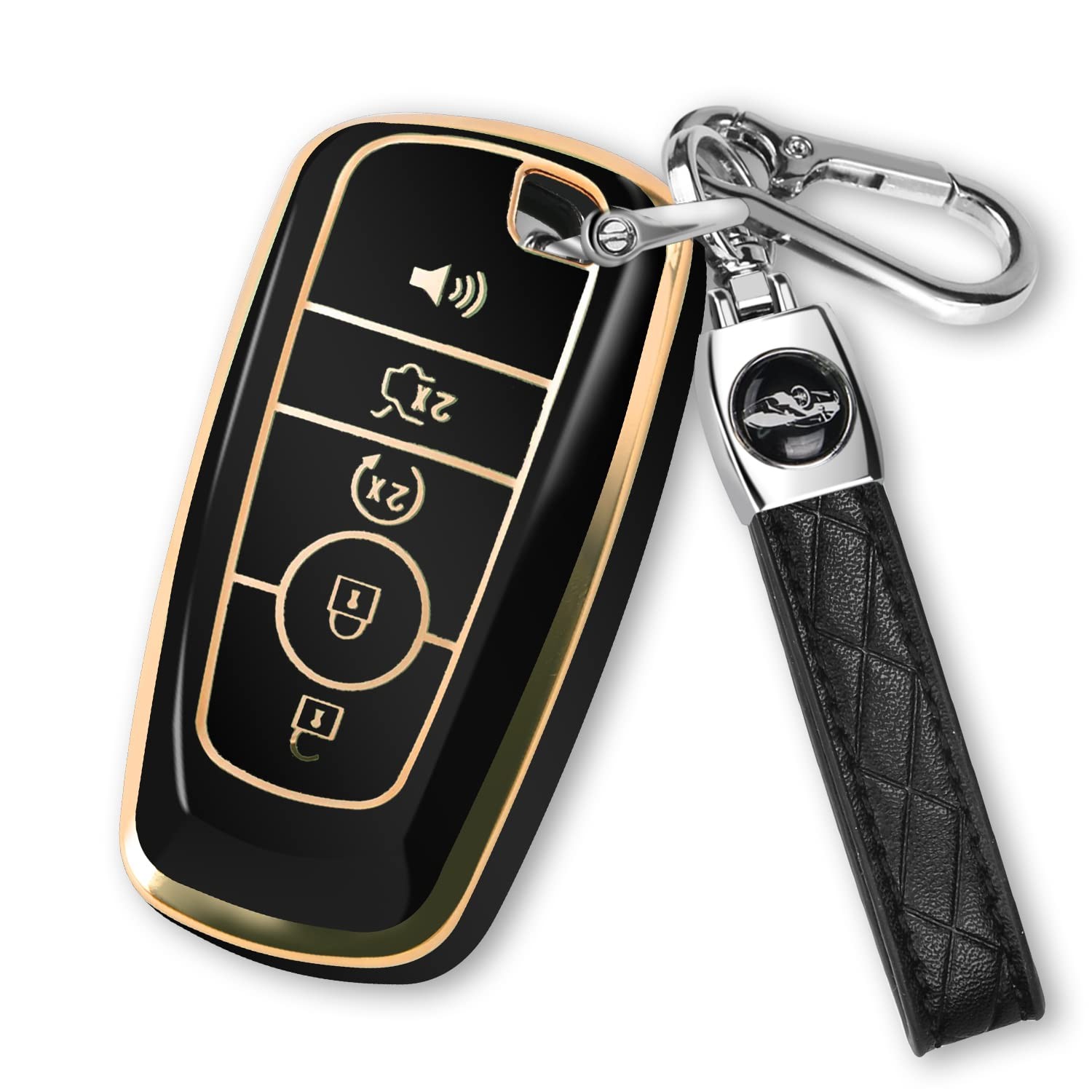 MILD EAST For Ford Key Fob Cover with Keychain, Soft TPU Small, A:black 