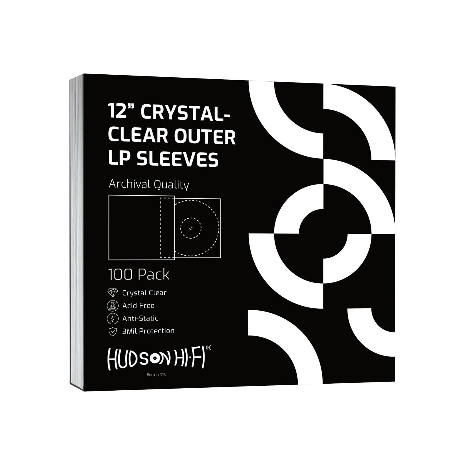 Hudson Hi-Fi Flexible Archival-Grade Vinyl Jacket Outer Sleeves – 100 Pack – ...