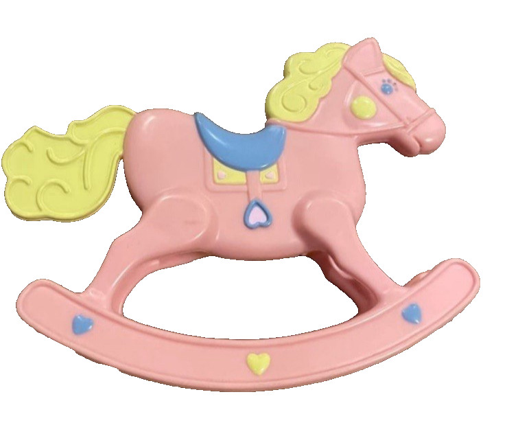 Vintage Barbie Heart Family Nursery Rocking Horse pink dollhouse doll Mattel