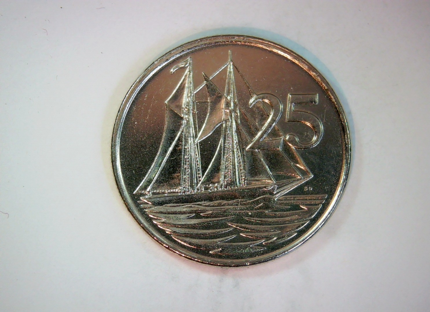 Cayman Islands 1992 25 Cents Cayman Islands 25 Cents (sailing ship type) Coin