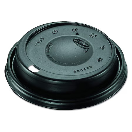 Dart 16Elblk Lid For 12 To 24 Oz. Hot Cup, Dome, Sip Through, Black, Pk1000
