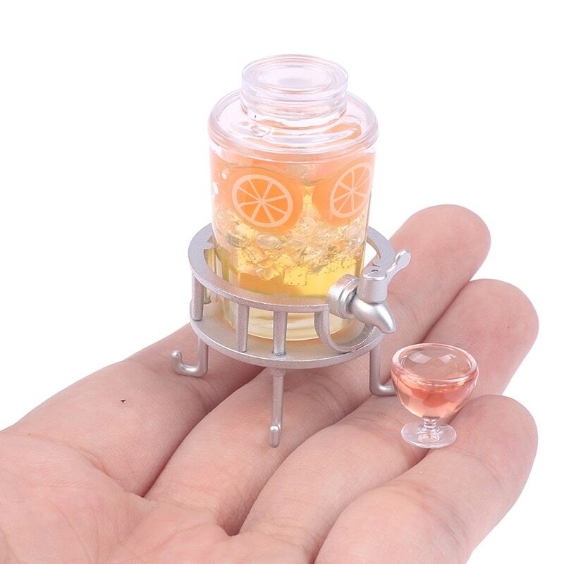 1set 1:12 Scale Dollhouse Miniature Fruit Wine Drink Bucket Kitchen Bar Party