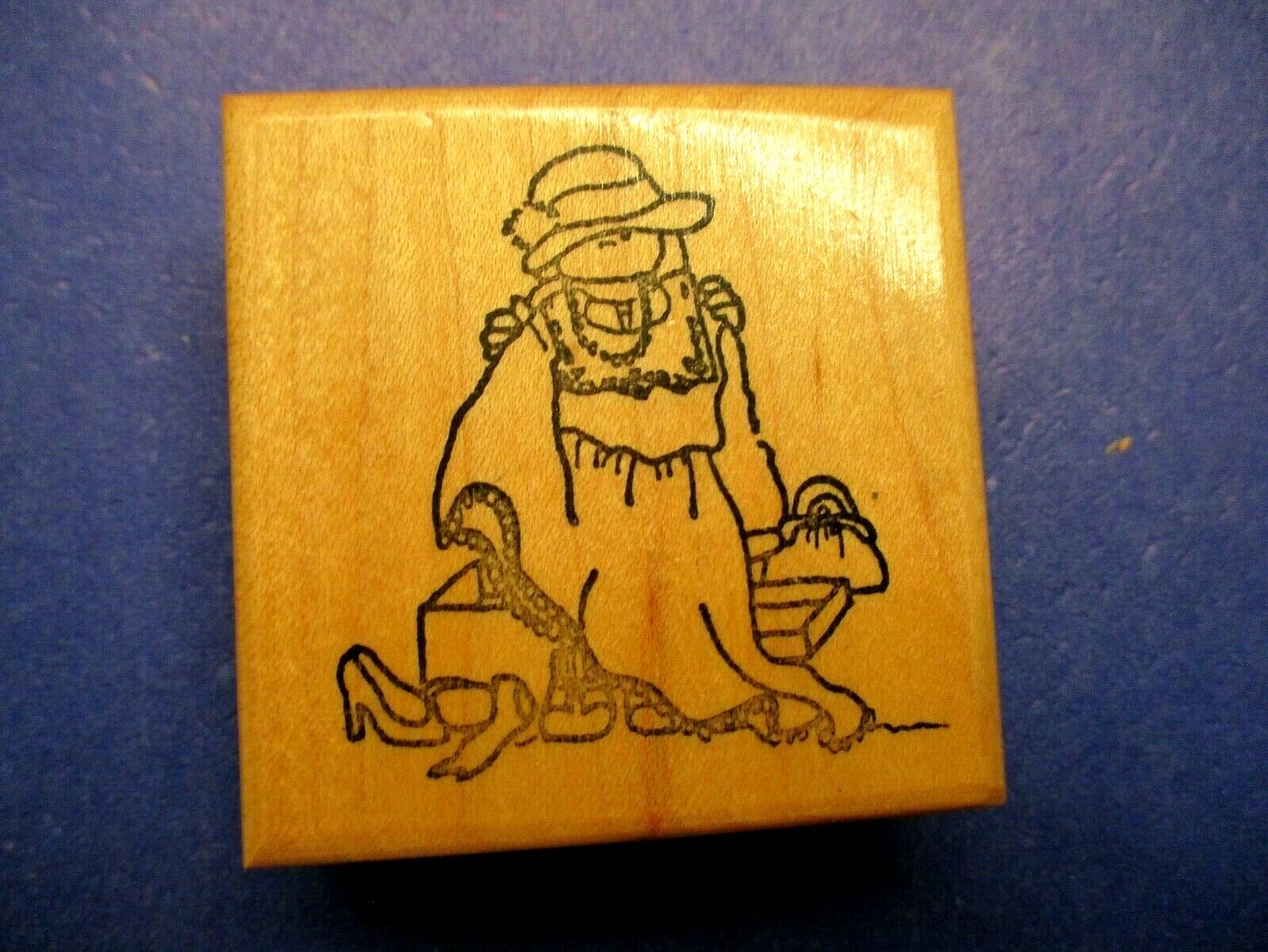 LADY SHOPPING PROVO CRAFT RUBBER STAMP WOOD MOUNTED  1992