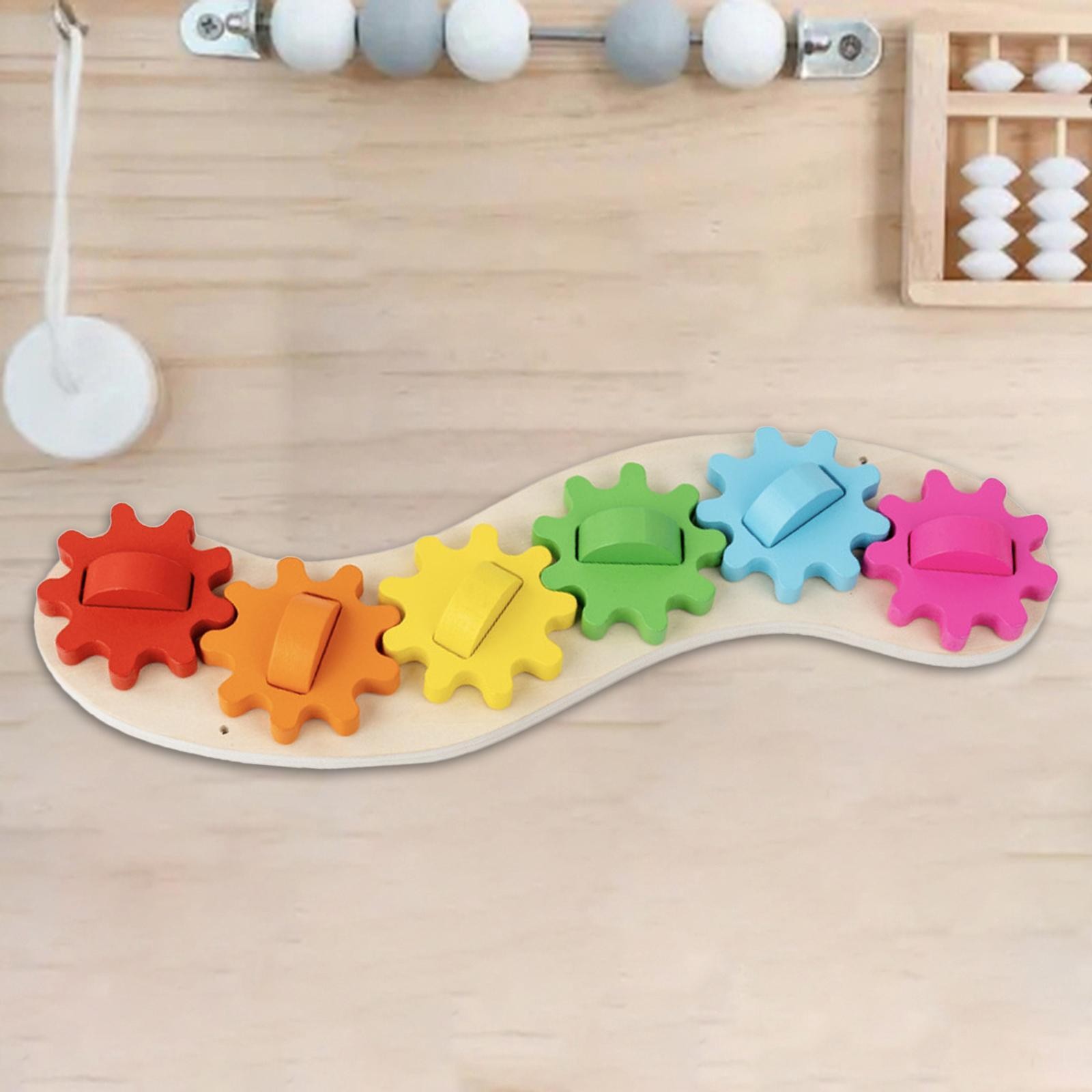 Busy Board Gear Toy for Kids Airplane Travel Portable Birthday Gift Wooden Base